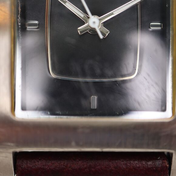 Vestal Electro Women's Tank Watch 24mm Rectangle Black Dial Brown Leather Strap - Picture 7 of 16